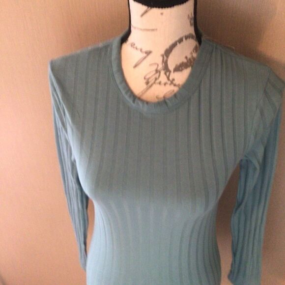 NWT A new day size extra small ribbed long sleeve blouse Teal color - Picture 6 of 8